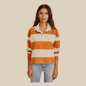 Z supply 90's rust and cream striped rugby polo. Size small.